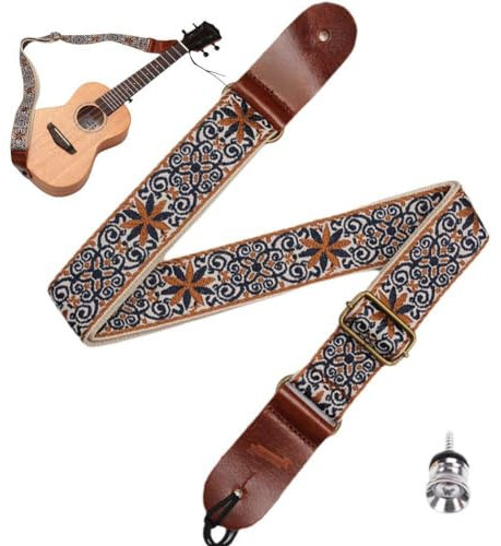 Glixoft Vintage-gitarrengurt, Stickerei-Druck, Gitarrengurt, Verstellbare Länge, Retro-Stil, Gürtel Für Elektrische Akustik-Ukulele