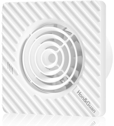 Hon&Guan 100 mm Badlüfter 95 m³/h mit Feuchtigkeitssensor & Nachlauf, Abluftventilator 9.7 W Leiser Betrieb, IP45 Wandmontage Wandventilator für Bad Lüfter, Dusche, WC lüfter, ABS Deckung, Weiß