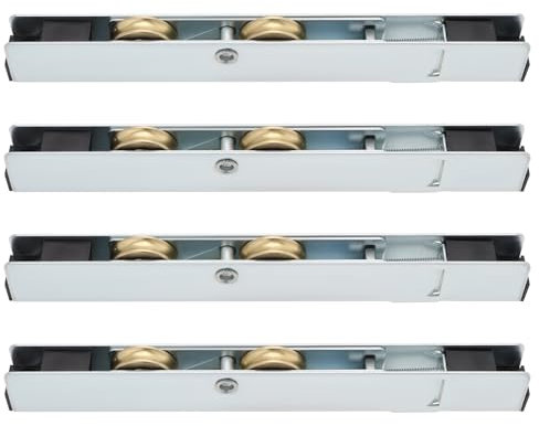 eMagTech 4 rodillos para puerta corrediza de patio, 158 x 20 x 12 mm, polea deslizante de doble rueda de cobre para madera, aluminio, puerta de ventana y ventana