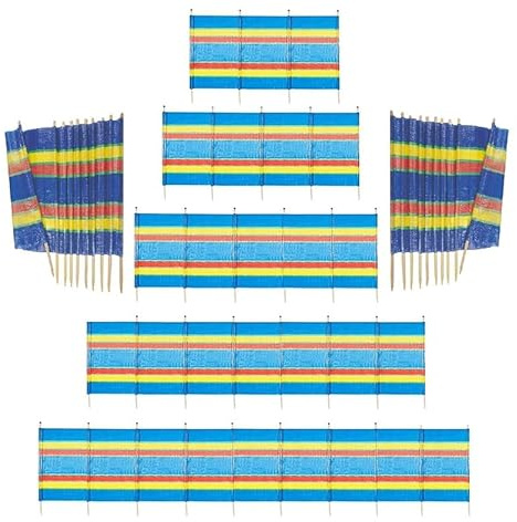 Wadan 10 Pole Blue Windbreak | Extra Tall 5ft x 20ft | Colorful Wind Break for Camping, Caravan, Festival and Beach | Windbreaker Sun Shelter Garden Screen