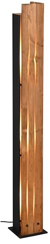 Trio Leuchten Lámpara de Pie KARUNI 463300330, Negro Mate Metal, Madera Natural, excl. 3x E27