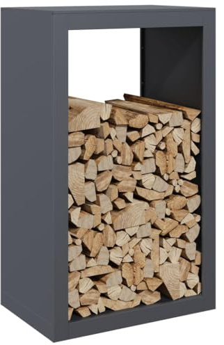 Gecheer Brennholzregal außen Kaminholzregal Metall Feuerholzregal Kaminholzunterstand Kaminholzständer Kaminholzkorb Holzlager Holzstapelhilfe für Garten Terrasse, Anthrazit 60x40x100 cm Stahl