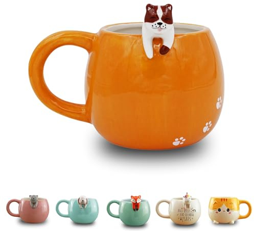 Winkee Pet Friends Hund–Tasse Kaffeetasse Teetasse Geschenke für Frauen | Großer Kaffeebecher mit Hundemotiv, ca. 450 ml, originelle Geschenkidee für Tierfans und Kaffeeliebhaber