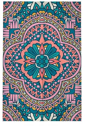 Türvorhang Rosa Mandala Blau Küchenvorhänge Polyester Raumteiler Vorhang Waschbar Vorhänge Kurz Küchenvorhang Langlebig Fliegenvorhang Terrassentür tür Vorhang Verdickung Vorhang Tür 80x200cm