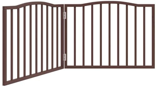 vidaXL Hundgrind hopfällbar 2 paneler brun ek 160 cm poppel, husdjursgrind, hundgrind för trappor, valpgrind för trappor, säkerhet sällskapsdjur grind