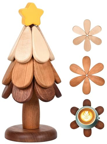 Juego de salvamanteles de madera para cocina, posavasos rústicos de 3 piezas con respaldo de corcho, tapete resistente al calor para ollas calientes, sartenes y platos, regalo único de inauguración de