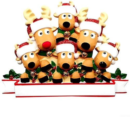 Personalisierbares Weihnachtskugel-Set, 2 Stück, personalisierte Ornamente für eine fröhliche Feier (6 Köpfe)