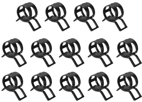 Sourcingmap 14Pcs Spring Band Type Action Fuel/Silicone Vacuum Hose Pipe Clamp, 16mm Low-Pressure Air Spring Hose Clip Clamp for Automotive Oil Pipe Water Pipe, Black