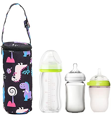 Isoliertasche Babyflasche, Thermotasche für Babymahlzeiten unterwegs | Hochwertiger Oxford-Stoff mit Zinnfolie, wasserdicht, Karabinerriemen zur Befestigung am Kinderwagen