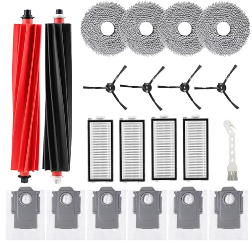 CAIXINYI 21 pezzi Kit di Accessori Ricambi per Roborock Q Revo master/Q Revo Slim/Qrevo Slim, 2 pennelli principali, 4 MOP, 6 sacchi a vuoto, 4 pennelli laterali, 4 filtri, 1 pennello per la pulizia