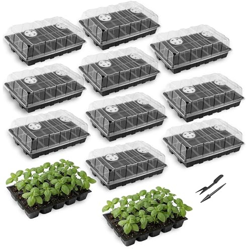 Mr. Pen- Seed Starter Tray Kits, 10 Set, Total 150 Cells, Durable Plant Germination Trays with Humidity Vented Domes and Bases, Ideal for Seed Starting, Indoor Gardening and Greenhouse