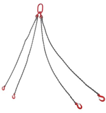 Krankette Kettenschlinge, 1,5 m, 4-beinige Stahlketten-Hebeschlinge für Fabrikbaustellen, Bergbau, Hafenbau Krankette mit Haken