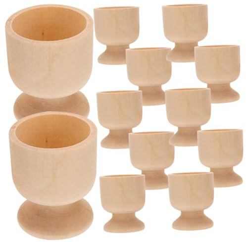 DECHOUS 12stücke Chic Holz Eierbecher DIY Behälter Für Junge Mädchen Robuste rutschfeste Eierschalenhalterung Aus Hochwertigem Holz Zum Bemalen Und Basteln Für Kreative Köpfe