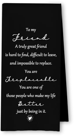 ArtisaEura Friend Gifts Kitchen Towels, Best Friend Bestie BFF Gifts for Women Black Dish Tea Towels for Kitchen Decor, Long Distance Friendship Gift Hand Towels for Bathroom Decor, 16x24 Inches