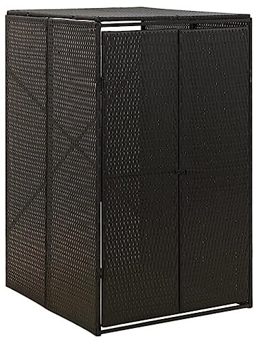 Générique Abri pour Poubelle Noir 70x80x117 cm Résine tressée,Accessoires pour conteneurs à déchets,Cache-conteneurs à déchets-319860