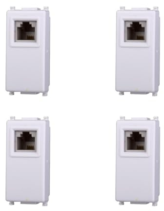 Elektronova Presa Telefonica RJ11 Bianco compatibile Vimar Plana Kit 4 Pezzi 2354