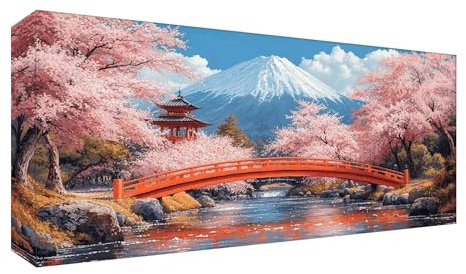 flores de cerezo Diamond Painting Adultos, 5D Pintura Diamante Paisaje Diamond Painting Kit Completo, Manualidades Adultos DIY Punto de Cruz Cuadro Diamantes, para la Decoración 100x200 cm t-1200