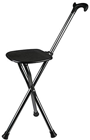 QZQJUILU Bastone da Passeggio Pieghevole con Seduta e Luce LED per Anziani, Sgabello Leggero in Canna, Sedia per Anziani, Altezza Regolabile, Portatile per Viaggi all'aperto.