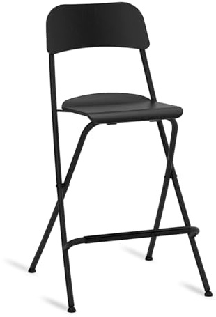 Sgabello da bar pieghevole con schienale, sedia pieghevole portatile da 25/73,7 cm, per cucina e bar, capacità 110 kg, comoda seduta nera per adulti