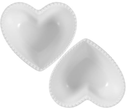 Cabilock 2Er Set Herzschale Aus Keramik Herzförmige Auflaufform Dessertschalen Müslischale Für Pudding Suppe Salat Obst Snacks Kuchen Nordischer Stil