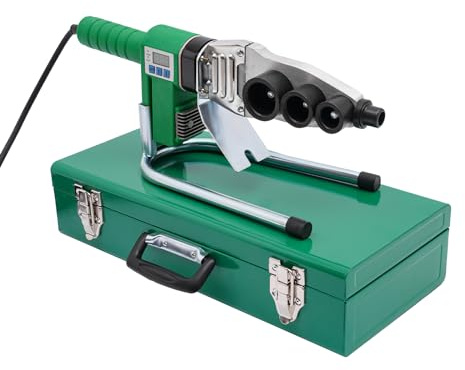POTYYH Saldatrice a manicotto, 1600 W, professionale, con display digitale, saldatrice per tubi con 6 teste di taglio, saldatrice da 20 a 63 mm, per PPR, PB, PE, PV, tubi in plastica