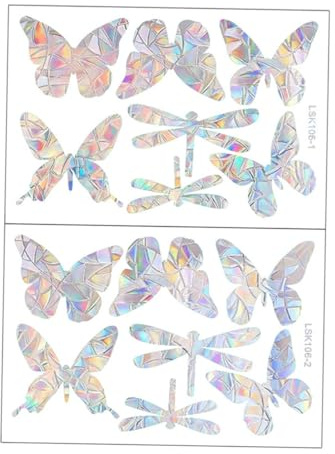 STOBAZA Pegatinas Adhesivas para Ventana con Diseño de Mariposas y Libélulas Holográficas Anti-colisión para Proteger Aves Reutilizables y Delicadas para Decoración de Cristales Hogar