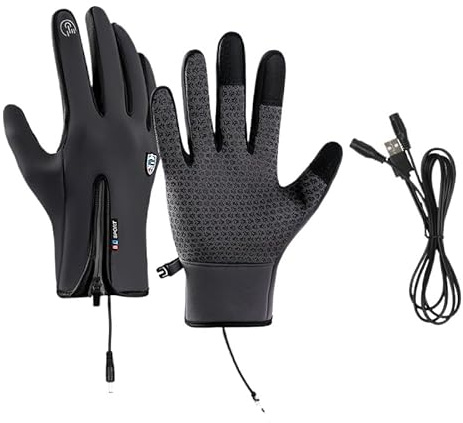 Micmetago Beheizbare Winterhandschuhe mit wiederaufladbarem Akku – Warme elektrische Handschuhe für kalte Tage, ideal für Outdoor-Aktivitäten, Radfahren & Alltag (Grau,XL)