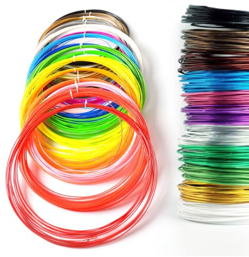 20 Colors 1.75mm PCL Low Temp 3D Pen Filament Refills for 3Doodler Start | 5m per color low temp printing strands, perfect DIY supply for creative artwork & sculpture craft gifts