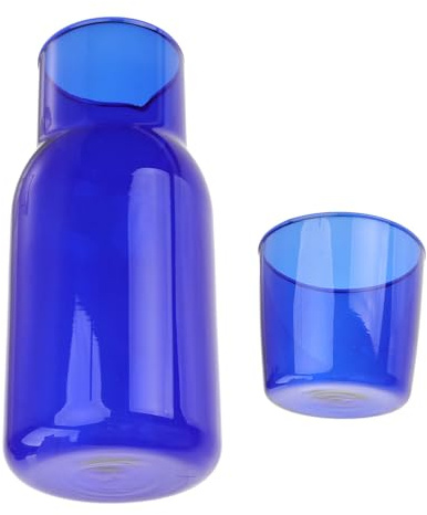 SOESFOUFU Bicchieri in Vetro Borosilicato Blu e Bottiglia per Acqua Grande Capacità, Set per Uso in Hotel e Cena del Ringraziamento