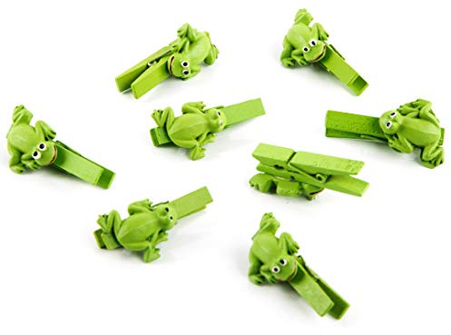 Logbuch-Verlag Lot de 8 petites pinces décoratives en forme de grenouille - 4,5 cm - Porte-bonheur - Accessoire de bricolage amusant - Vert