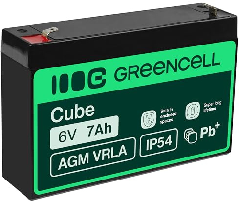 Green Cell AGM VRLA 6V 7Ah batteri - underhållsfritt förseglat batteri för larmsystem, UPS och elektroniska enheter - hög hållbarhet och pålitlig prestanda