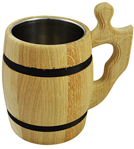 Wooden World - Wooden Oak Beer Mug Cup Tankard Very Solid Father's Day 0.5l Solid /M01