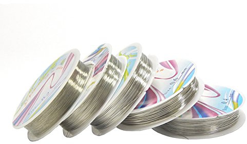 Koppartråd 5 rullar set 0,6 mm 0,5 mm 0,4 mm 0,3 mm 0,2 mm silverfärgad lacktråd pysseltråd smyckestråd silvertråd koppartråd