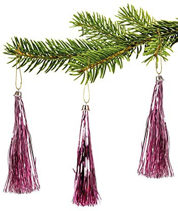 unbekannt Lamettini Lametta Anhänger Christbaumschmuck Weihnachtsanhänger (100, Rosa)