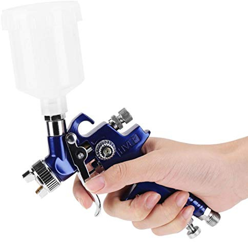 H-2000A Pistola a Spruzzo Professionale - Mini Aerografo 0,8/1,0 mm Con Serbatoio 125 ml per Verniciatura Auto (1.0mm)