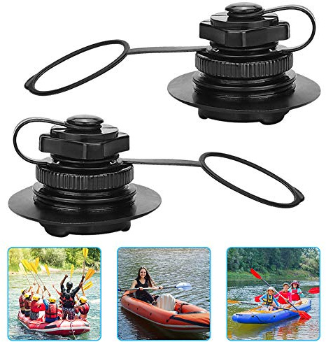 KLYNGTSK 2 PCS Válvula de Aire de Bote Barco Inflable de Piragua Kayak Canoa Colchón Inflable Colchoneta Hinchable con Tapa y Rosca Válvula de Aire de Boston para Bote Inflable, Balsa, Bote de Goma