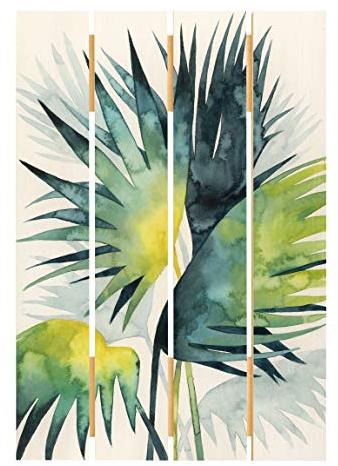 Bilderwelten Holzbild - Tropisches Blattwerk - Fächerpalme - Hochformat 3:2 70cm x 48cm