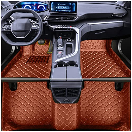 Custom Auto Fußmatten für 99% Automodelle Fussmatten All-Schutz Leder wasserdichte Auto Zubehör braun | PU Leder Fußmatten Allwetter Matte Wasserdicht Automatten Zubehör Braun