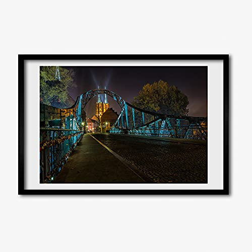 Tulup Image Cadre MDF Photo Affiche Décoratif 60x40 cm Tableau Cadre en Bois Peinture Moderne - Pont Des Amoureux