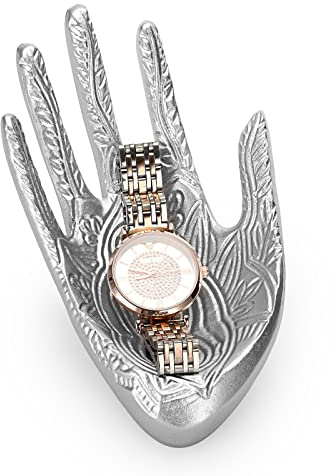 ELLDOO Buddha-Handschmucktablett, Ringhalter, Schmuck-Display, Handschmuckhalter, Schmuckschale, Aufbewahrung, Dekoration, Silber
