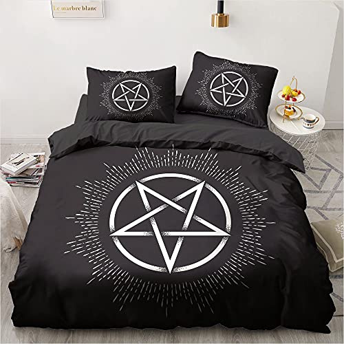 YFJSZB Pentagramm Bettwäsche 135x200 Winter - Bettbezug 135 x 200 2er Set mit 1 Kissenbezug 80x80 cm, Warme Weich Mikrofaser Bettwäsche-Sets Reißverschluss