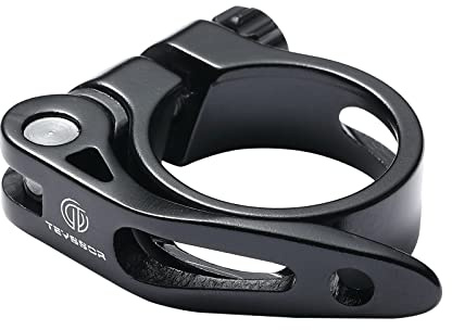 Teyssor Sattelklemme, Fahrradsattelstütze mit Schnellspannhebel, Aluminium, Schwarz, Rot, für MTB, BMX, Rennrad, Straßenrad oder Stadtfahrräder