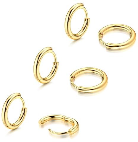 Morfetto F136 Titan Creolen 14 Karat Vergoldete Kleine Creolen Mini Huggie Ohrringe für Frauen Hypoallergene Titan Ohrringe