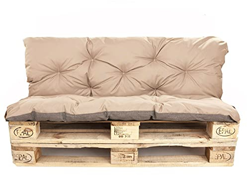 Palettenkissen Outdoor - Palettenkissen Set - Palettenkissen Set Indoor (Sitzkissen 120x60 +Rückenlehne 120x60, Beige)