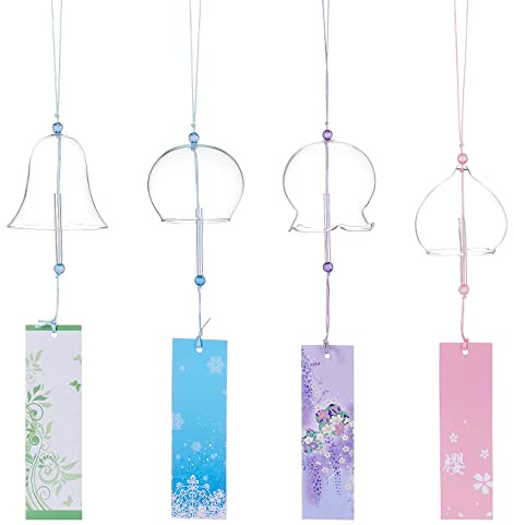 BENECREAT 4 Stücke 4 Farben Japanische Windspiele, Handgefertigter Windglocken-Anhänger Für Hausgarten, Hochzeit, Innen- Und Außendekoration, Ca. 41 cm Lang
