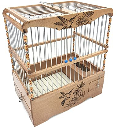 luckxuan Vogelkäfig/Vogelkäfige Kleiner kanarischer hölzerner Käfighand gemacht Vogelvoliere Vogelhaus