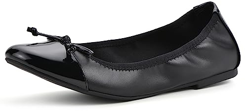 WHITE MOUNTAIN Women's Shoes Sunnyside II Ballet Flat, Black/Black/Patent, 7.5 M
