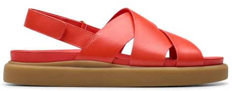 Clarks - Aristella Sun, Sandalia De las mujeres, Bright Red Lea,