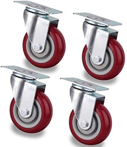 Plattenrollen Transportrollen, Lenkrollen mit Bremsen, Polyurethanrollen, 360° drehbar, Schwerlastrollen, verzinkt, Bolzen M12 (A/4 Universal 125 mm)