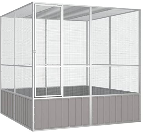 Hommdiy Vogelkäfig Vogelhaus Käfig Verzinkter Stahl Grau,213,5 x 217,5 x 211,5 cm